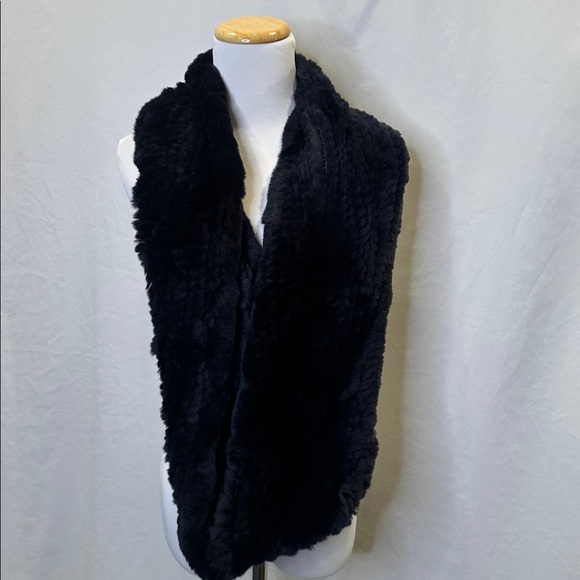 100% dyed rabbit fur knitted infinity scarf.  8” wide and 27.5”+27.5”long. NWOT - Picture 2 of 4